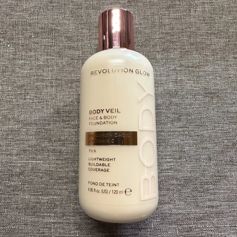 Revolution Glow-Body Veil Foundation - Color F8.5 - 4.05fl oz 120ml *** NEW ***